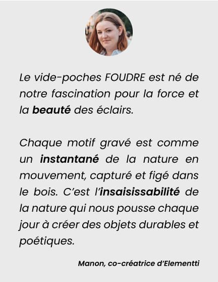 vide-poches chêne gravure foudre éclair électrique